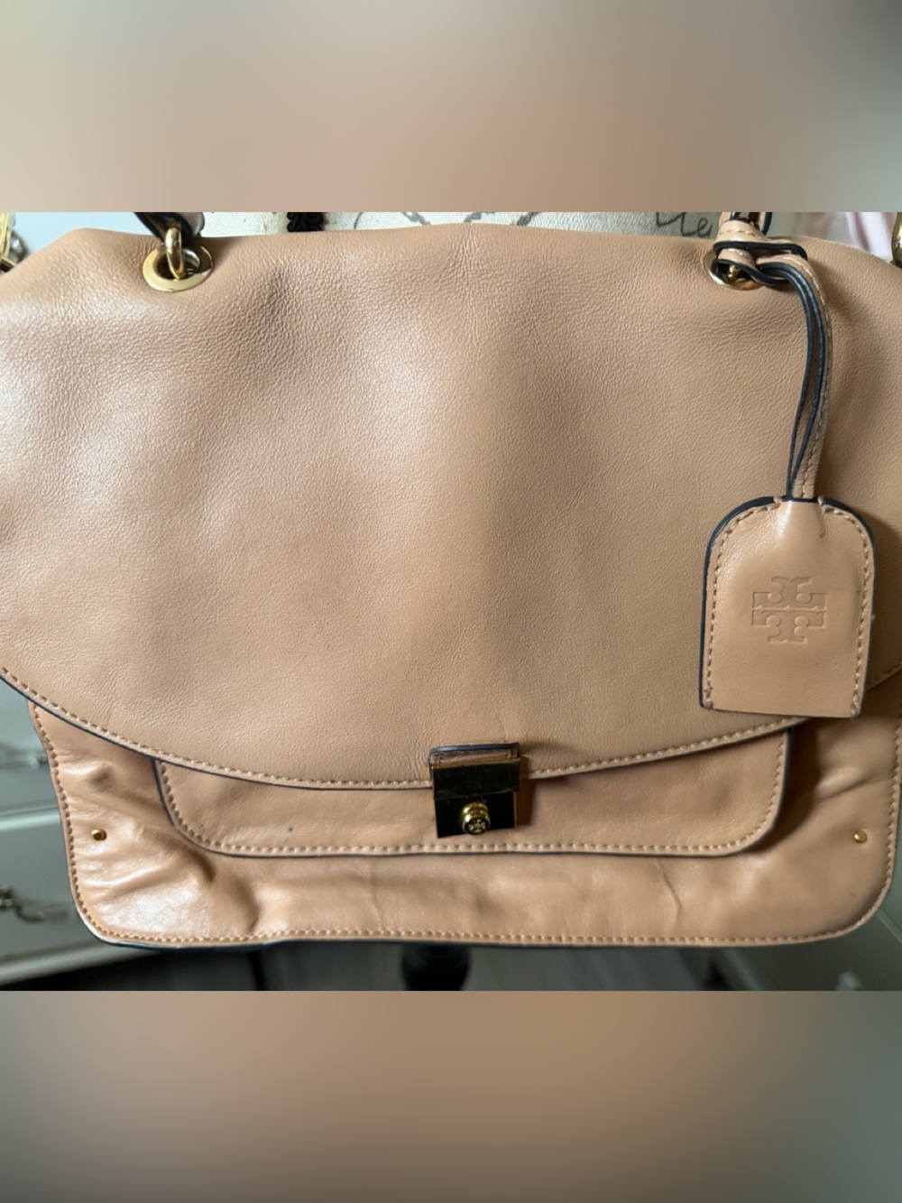 Tory Burch Tan Leather Satchel with Gold Hardware
